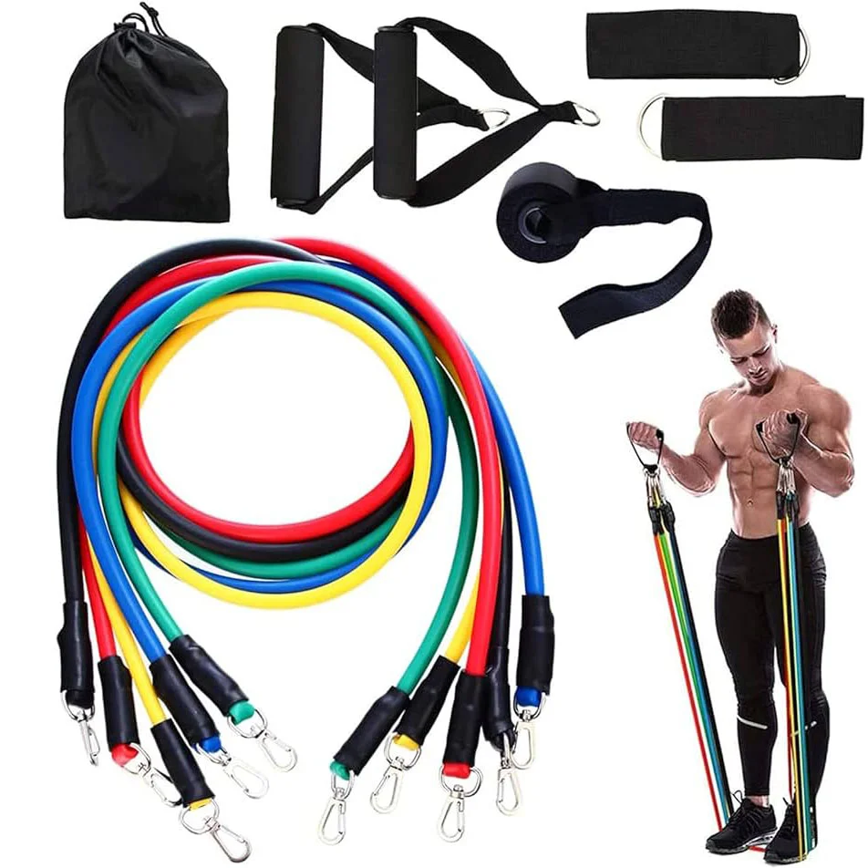 Resistance Tube with Foam Handles, Door Anchor for Exercise & Stretching, Suitable in Home & Gym Workout for Men & Women-Multi Resistance