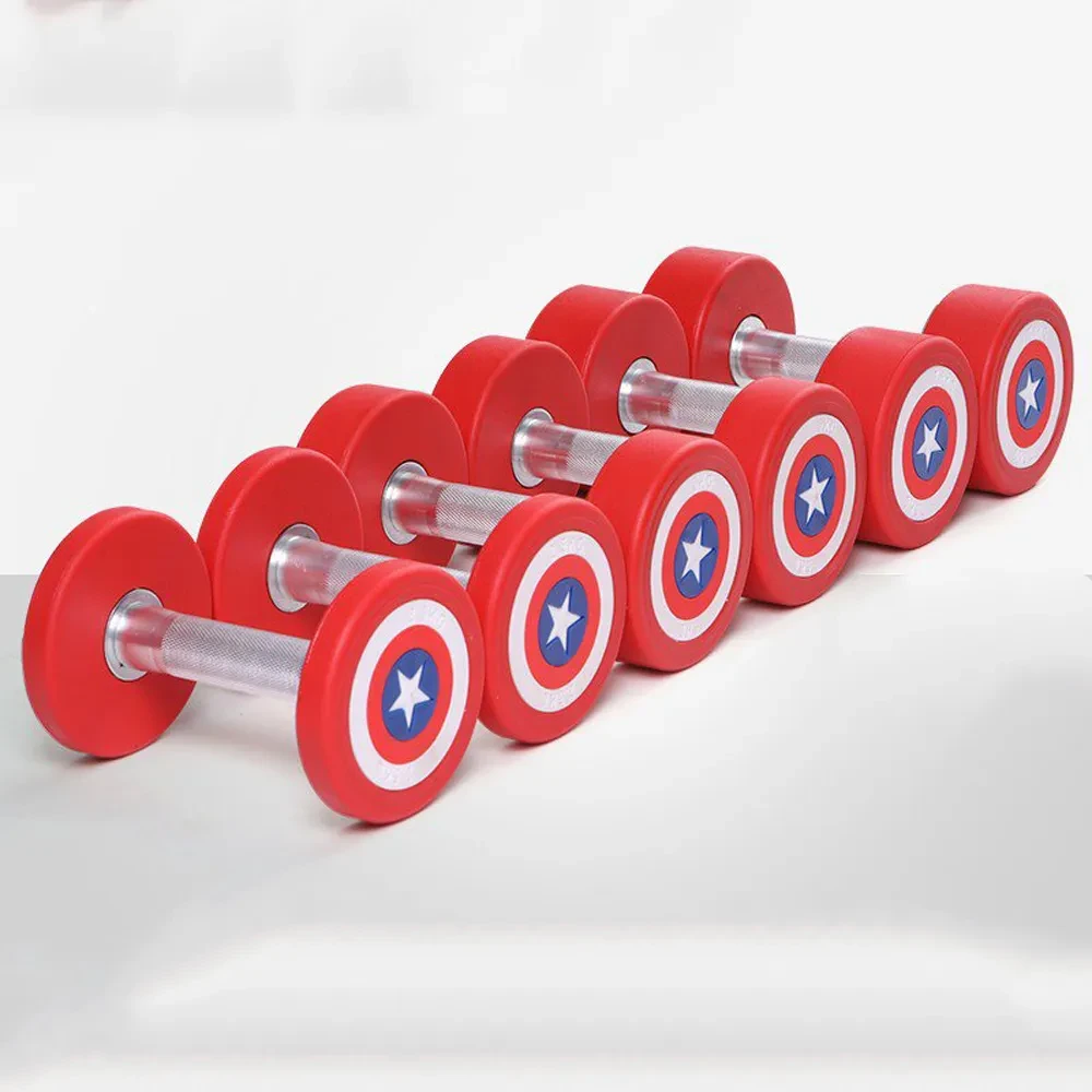Fixed Weight Captain America Rubber Marvel Dumbbell-390Kg Full Set 2.5Kg-30Kg