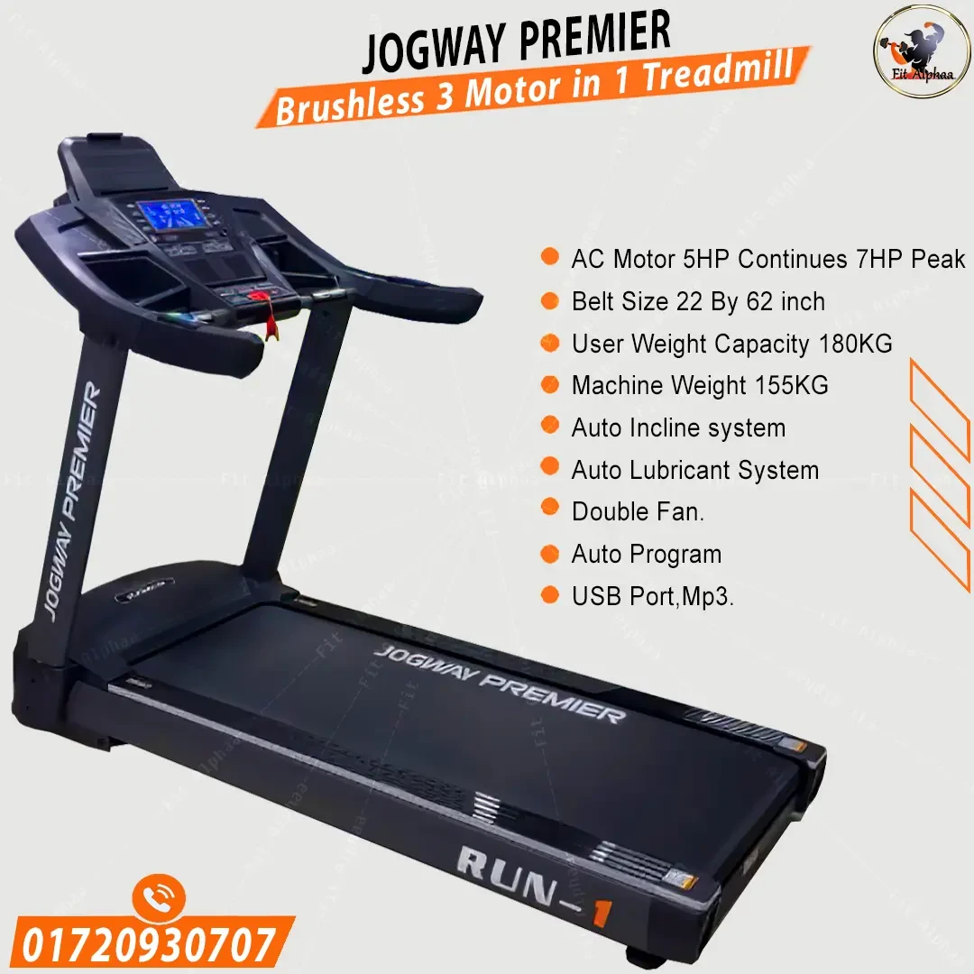 Jogway Run 1 Treadmill Running Machine , Brushless Motor With Auto Lubricant System , Boost Your Performance With The Jogway Run 1