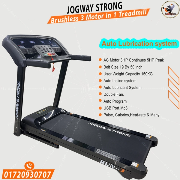 Jogway Run 3 Treadmill 2021 Running machine Brushless, Auto Lubricant System – FitAlphaa